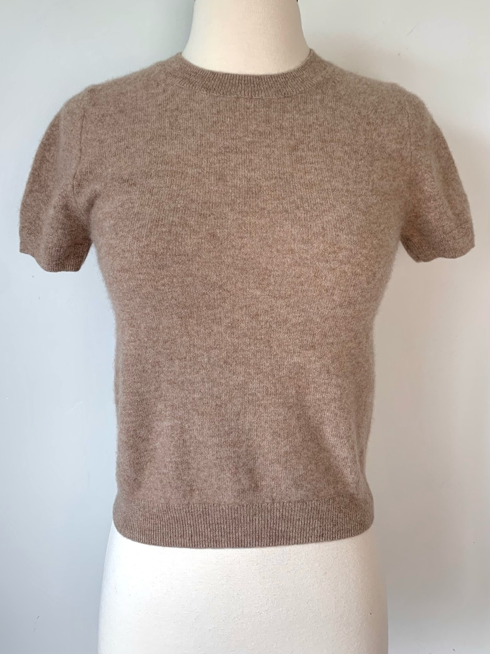 Quince 100% Mongolian Cashmere Tee Oatmeal Short Sleeve Sweater S